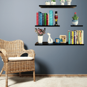 Elegant Floating Wooden wall Shelves blackby wallcrafts.pk