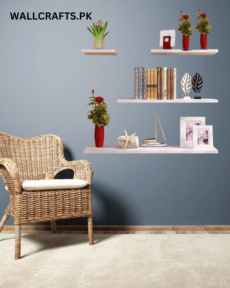 Elegant Floating Wooden wall Shelves white by wallcrafts.pk
