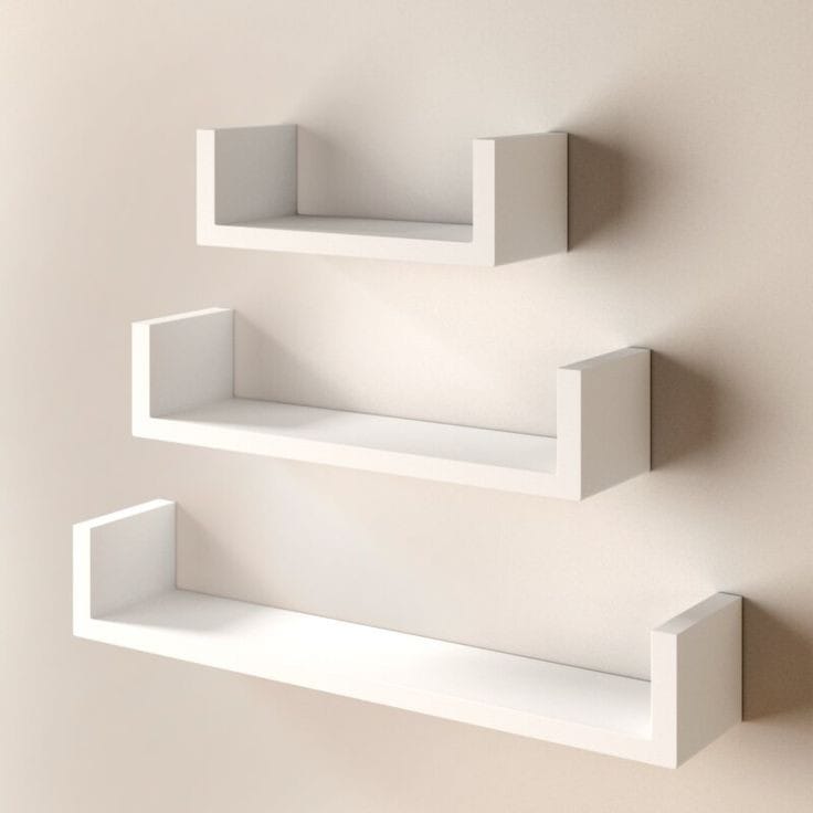 WS-2 Modern White U-Shaped Floating Wall Shelf (Set Of 3 ) - Image 2